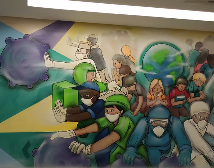 Hospital das Clínicas ganha arte urbana em homenagem aos profissionais da saúde