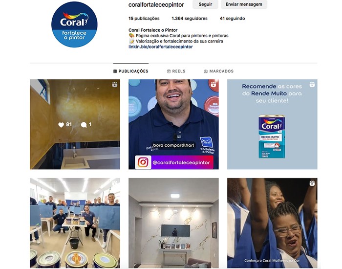 Coral Fortalece o Pintor é o perfil da marca para esse profissional no Instagram