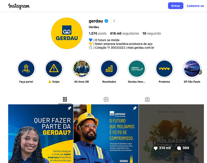 Estudo elege Gerdau como a líder em popularidade digital na indústria do aço no Brasil 